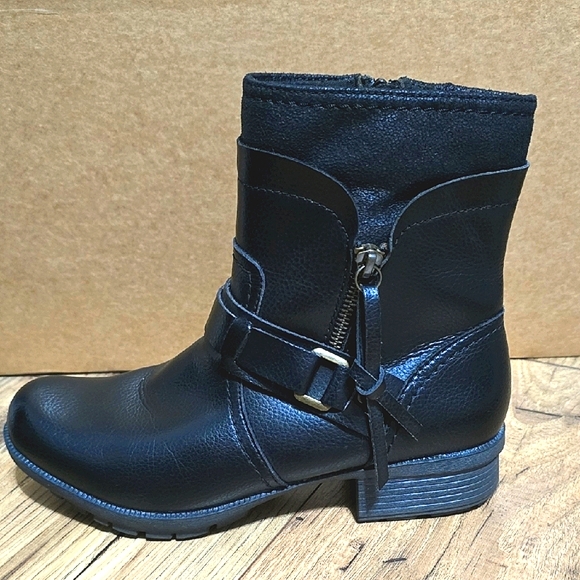 Clarks Black Ankle Boots with Buckle Details - Picture 2 of 9